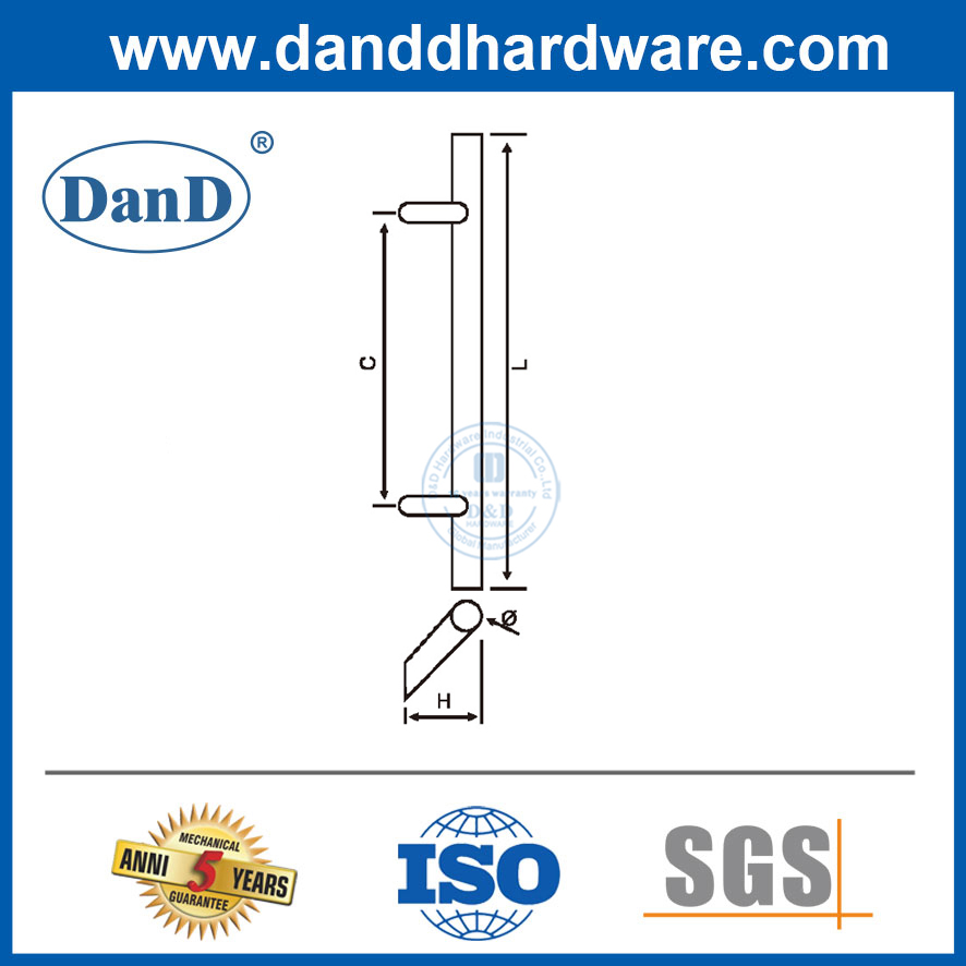 Phần cứng tay nắm cửa kéo thương mại bằng thép không gỉ một mặt-DDPH032