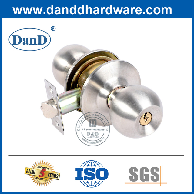 Tay nắm cửa tròn hợp kim kẽm bạc có khóa-DDLK041
