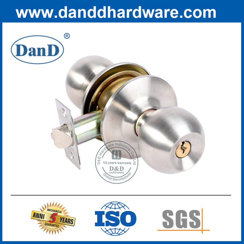 Tay nắm cửa tròn hợp kim kẽm bạc có khóa-DDLK041