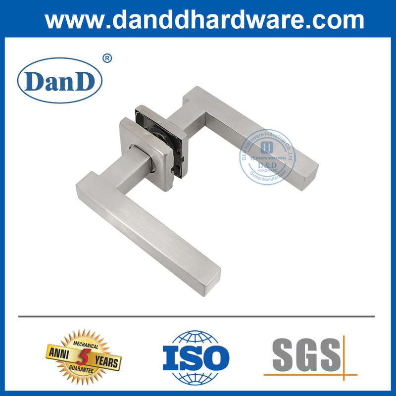 Tay nắm cửa màu bạc Satin Tay nắm cửa hình vuông bằng thép không gỉ-DDTH046