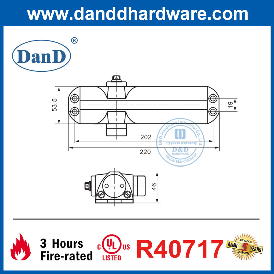 Cửa đóng cửa có trọng lượng chịu lực UL Fire 25kg-80kg cho cửa kim loại-DDDC007