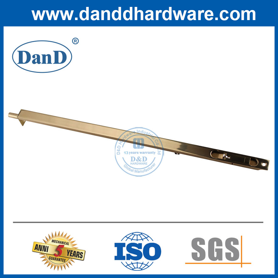 Bu lông xả bằng đồng thau 12 inch hoàn thiện bằng vàng cho cửa bên ngoài-DDDB002
