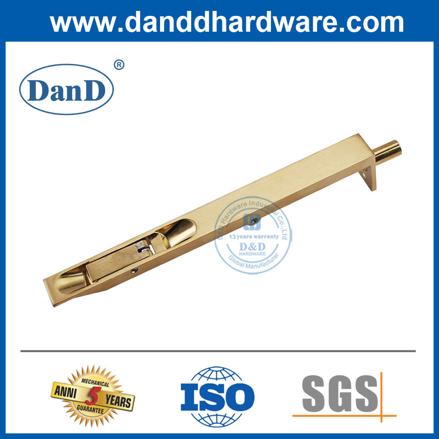 SS304 Cửa gỗ đơn Satin Brass Gloden Flush Bolt Lock-DDDB001