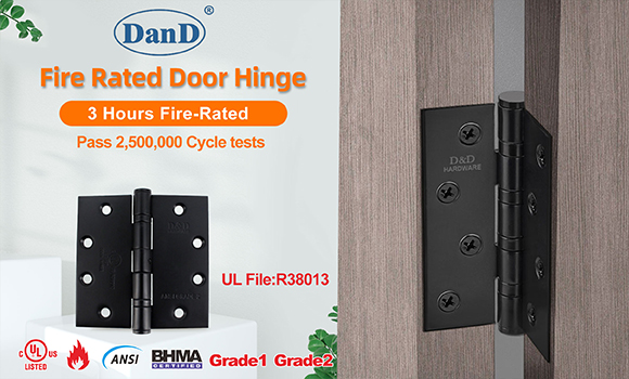 Bản lề cửa màu đen được xếp hạng chống cháy BHMA ANSI UL trong 3 giờ