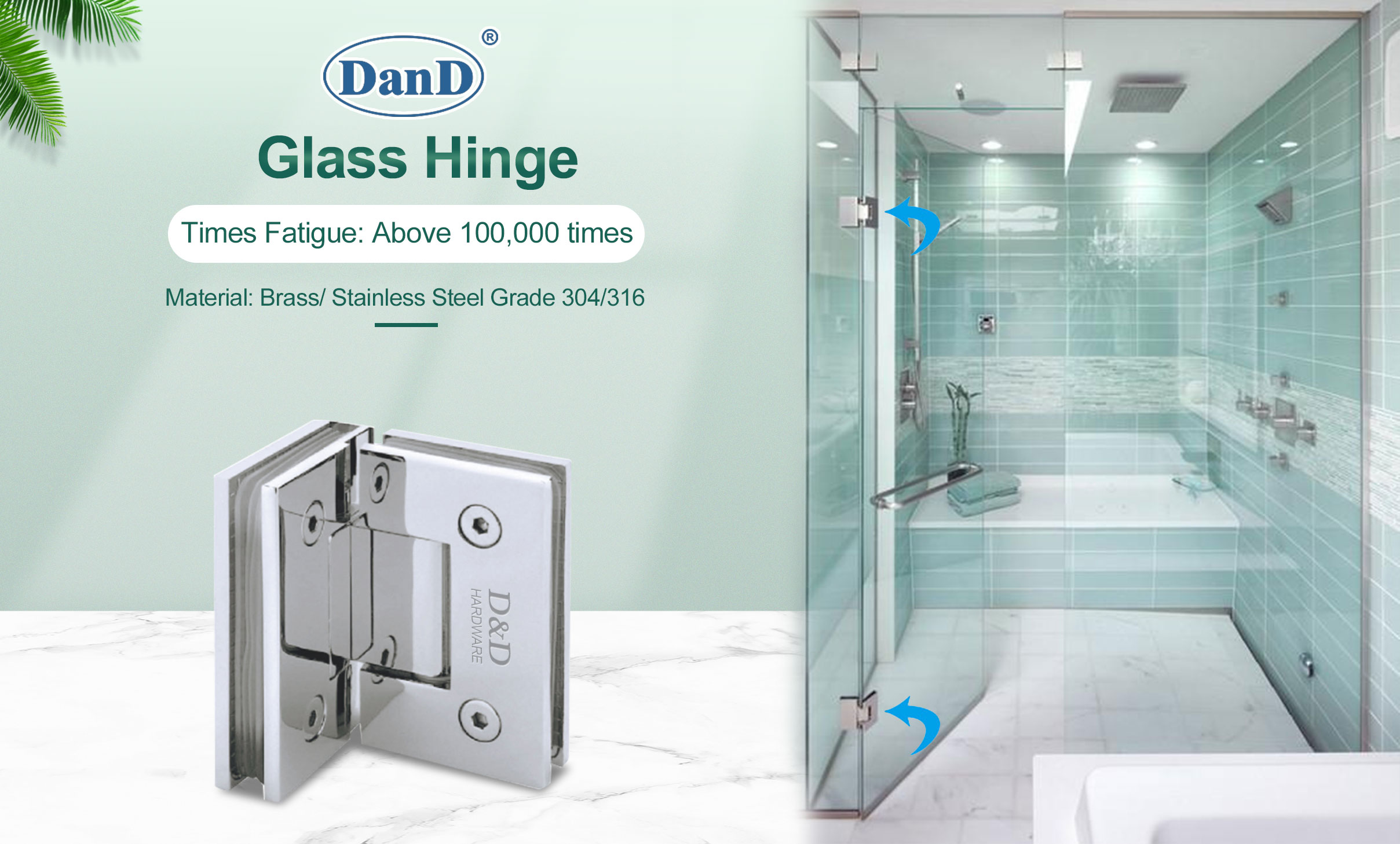 Bản lề cửa tắm kính không khung chịu lực cao