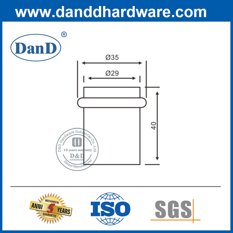 Chặn cửa cao su màu đen gắn trên sàn bằng thép không gỉ-DDDS011