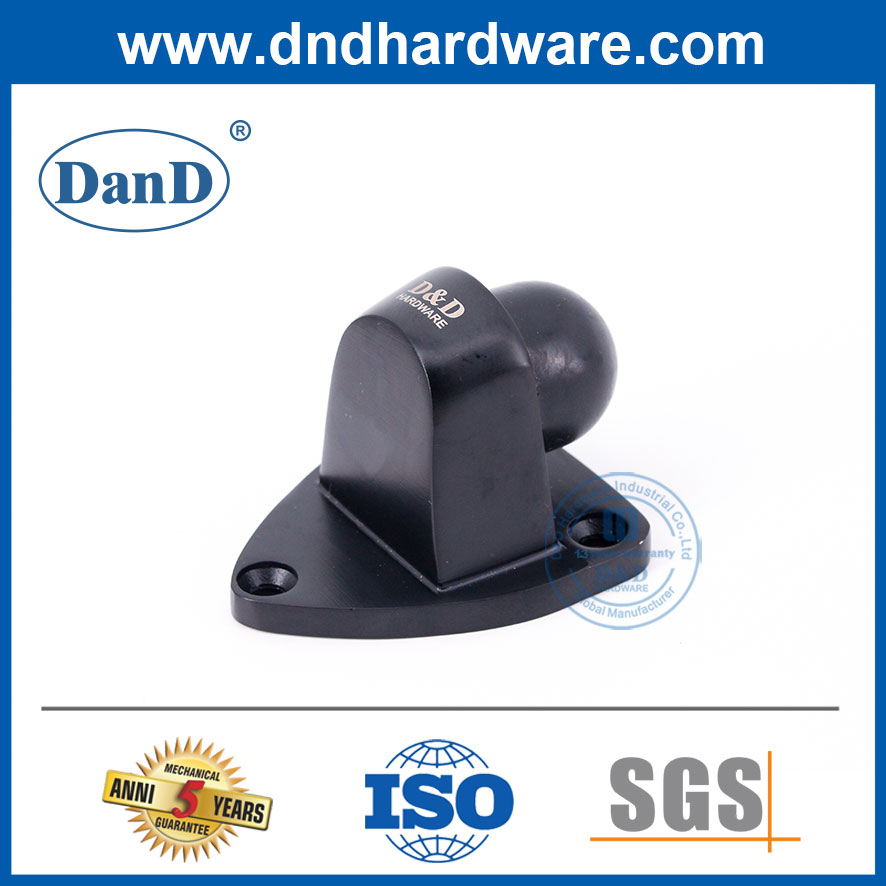 Hợp kim kẽm Chặn cửa gắn sàn Thép không gỉ Cao su giữ cửa màu đen Stopper-DDDS029-B