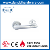 Tay nắm cửa ra vào bằng thép không gỉ 304 màu bạc trên Rosette tròn-DDTH013