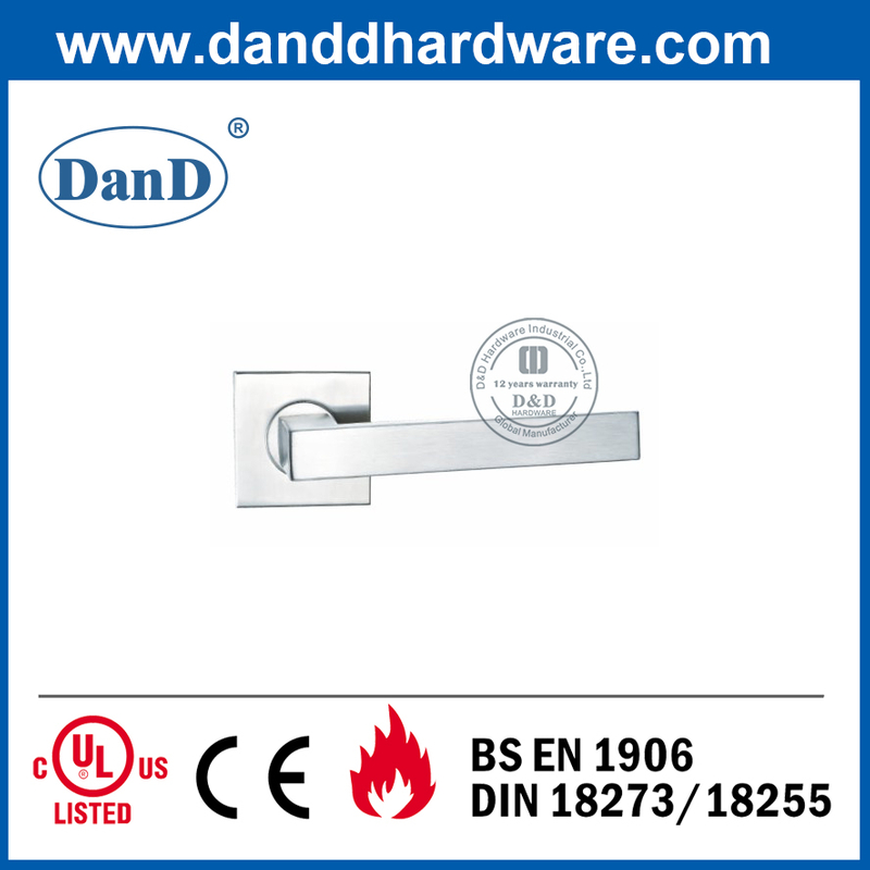 Tay Nắm Cửa Trang Trí Bạc 304 Vuông Hoa Hồng-DDTH020