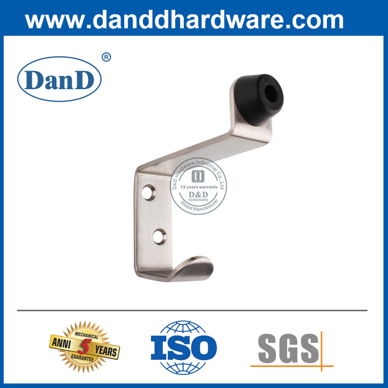 Nút chặn cửa inox có móc áo cho nhà vệ sinh công cộng-DDDS024