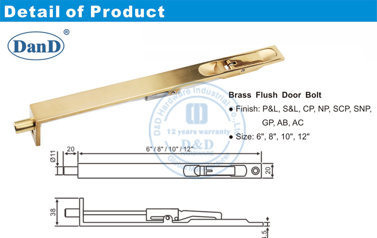 Phần cứng cửa xả bằng đồng thau Bolt-D và D