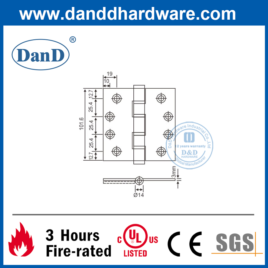 Bản lề máy giặt đơn 270 độ SUS304 cho cửa kim loại-DDSS003