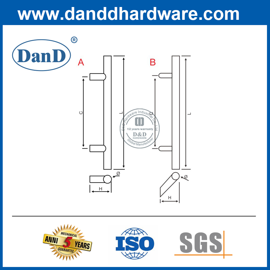 Tay cầm kéo cửa kính bên trong SUS304 tốt nhất-DDPH031