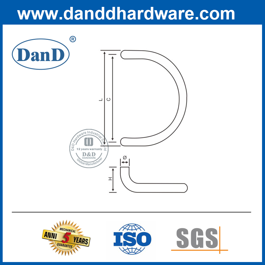 Tay nắm cửa kéo bằng thép không gỉ 304 loại C thiết kế mới-DDPH006
