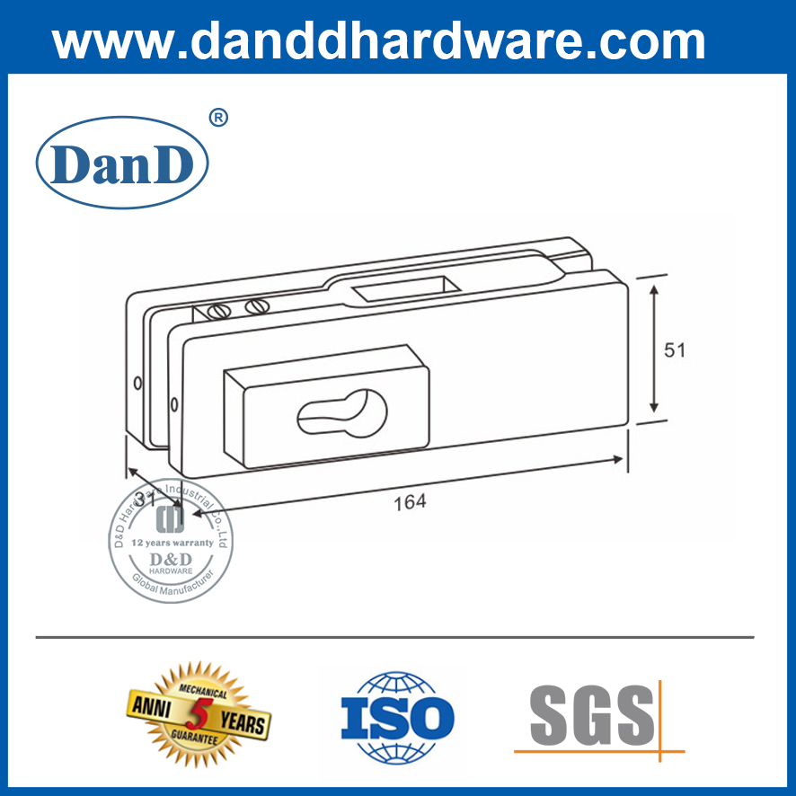 Phụ kiện cửa kính cường lực Khóa vá inox- DDPT004