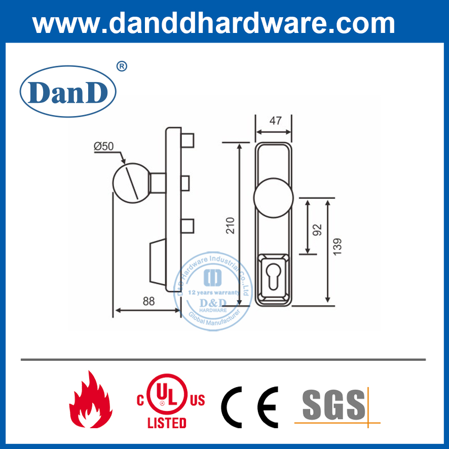 Thiết bị thoát hiểm hoảng loạn bằng thép không gỉ 304 Escutcheon Núm Trim-DDPD013
