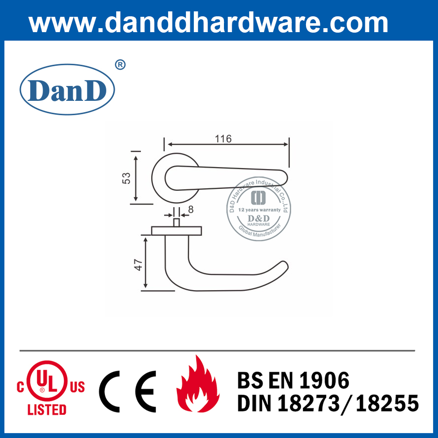 Tay nắm cửa đòn bẩy bên ngoài loại 304 tốt nhất không có khóa-DDSH004