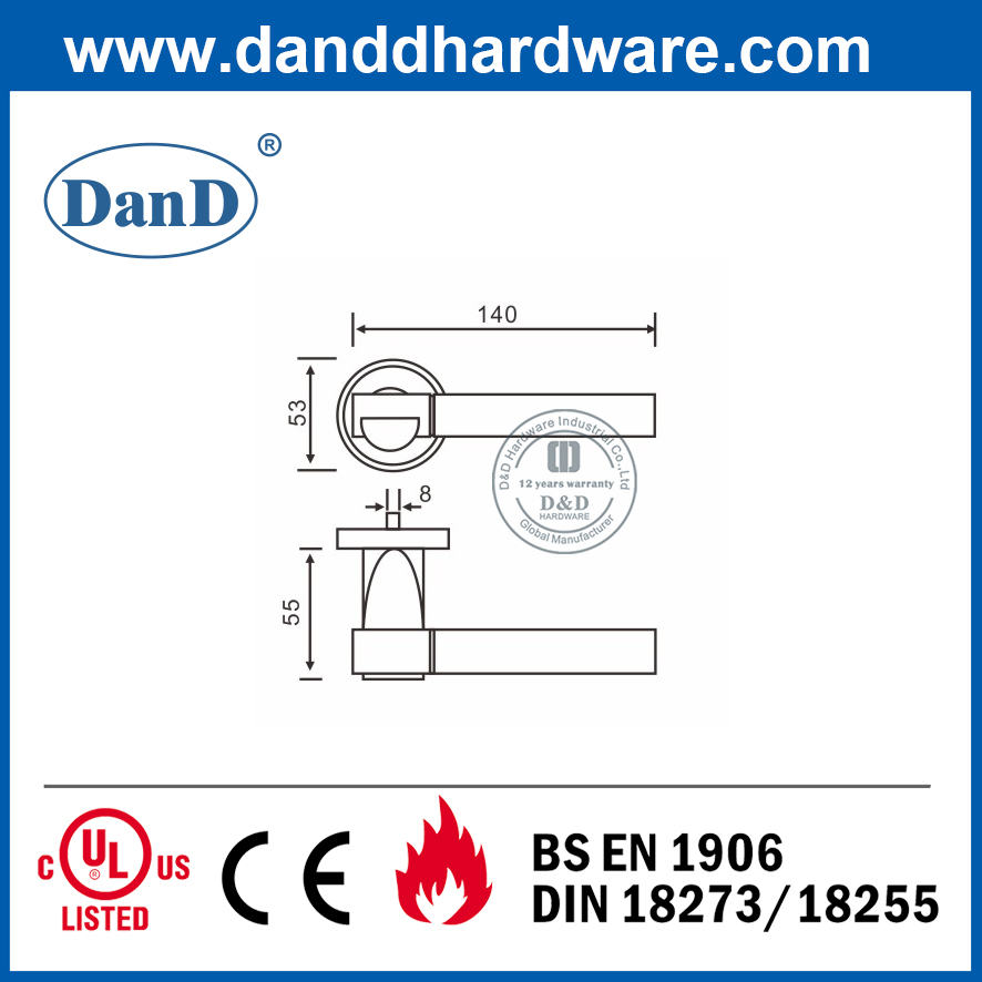 Tay nắm cửa đòn bẩy bên ngoài bằng thép không gỉ 304 kiểu Euro-DDSH018