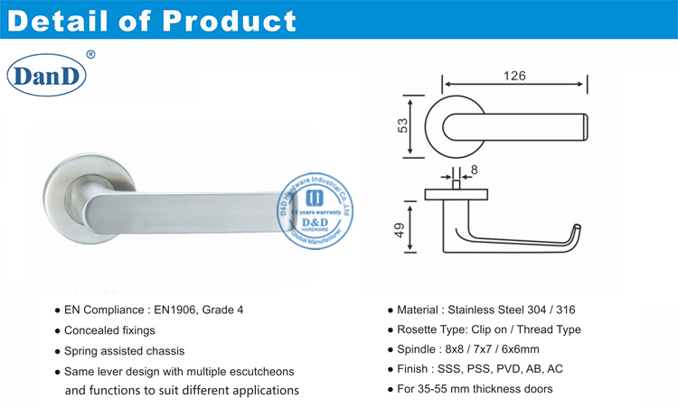 Tay nắm cửa dạng đẩy-D và D Phần cứng