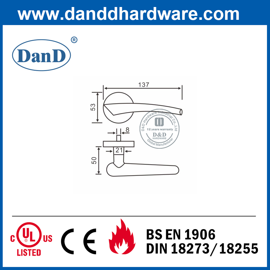 Khóa mộng bảo mật cao SS304 Tay nắm cửa đòn bẩy rắn-DDSH043