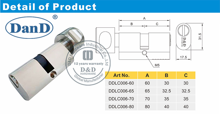 Phần cứng Yale Night Latch Xi lanh-D và D