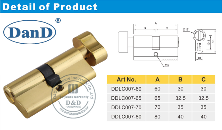Phần cứng khóa cửa bằng đồng thau được đánh bóng-D và D