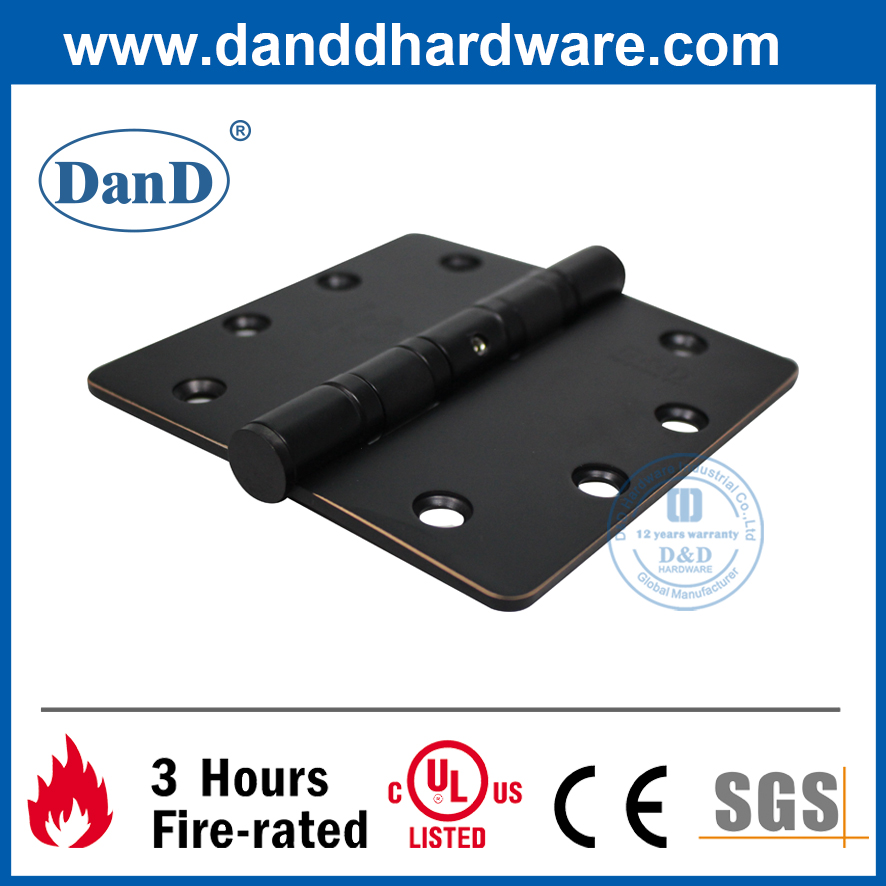 Chứng nhận UL SS304 Bản lề cửa gỗ góc tròn NRP màu đen mờ-DDSS058