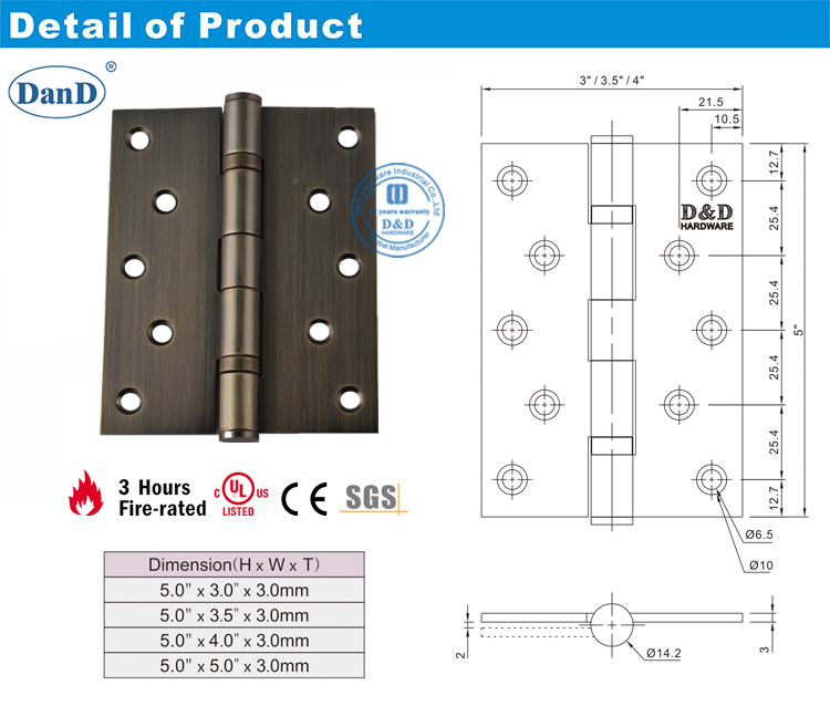 Bản lề cửa gỗ bằng đồng cổ-D và D Phần cứng