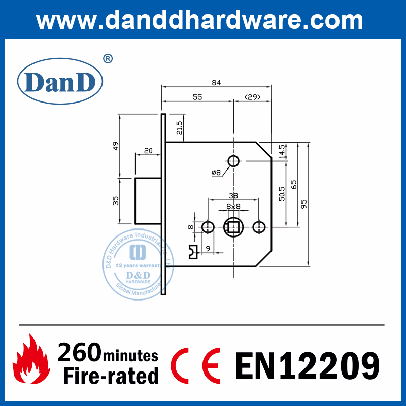 Thân khóa chốt bằng thép không gỉ 304 nguyên khối cho cửa nhà vệ sinh-DDML029-B