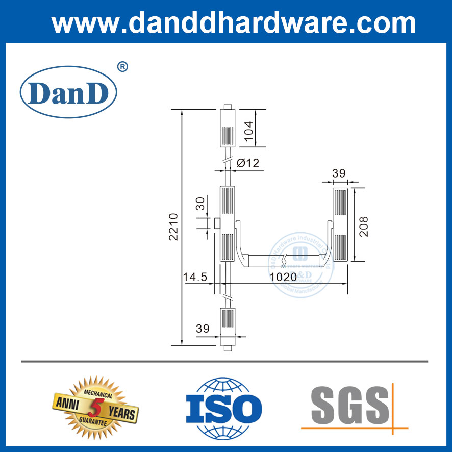 Thiết bị thoát hiểm thương mại Thanh thoát hiểm Thép đỏ đen Thiết bị thoát hiểm bên ngoài-DDPD036