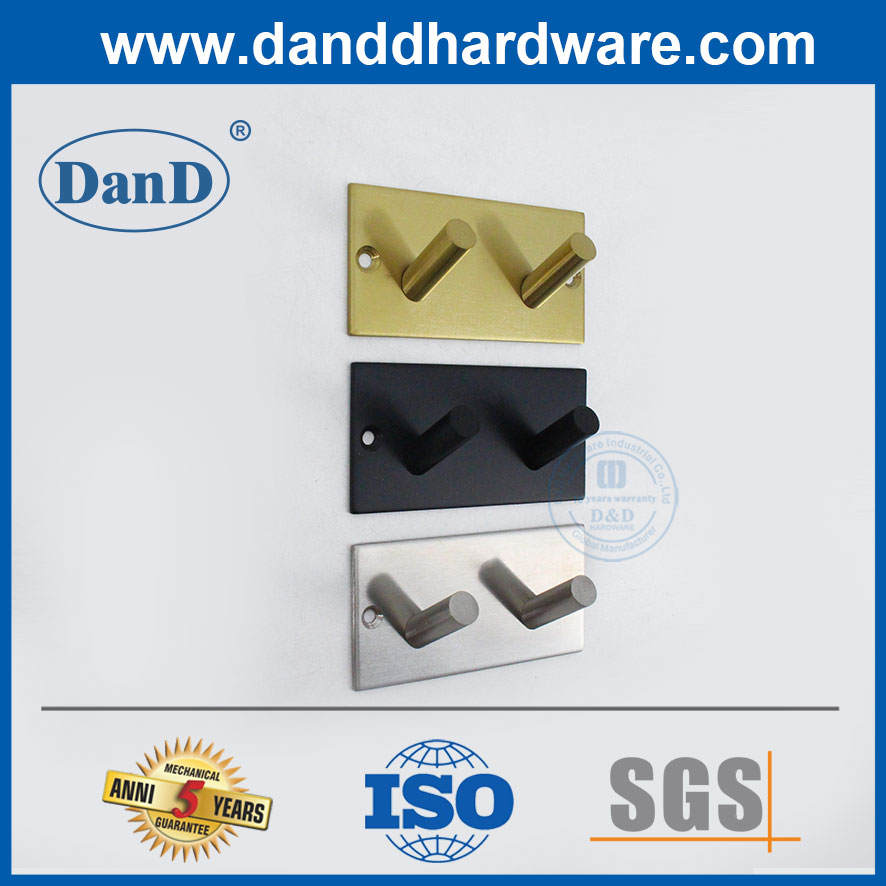 Móc treo tường phòng tắm màu bạc vàng Matte Black Coat Hooks Móc áo hiện đại-DDTC016