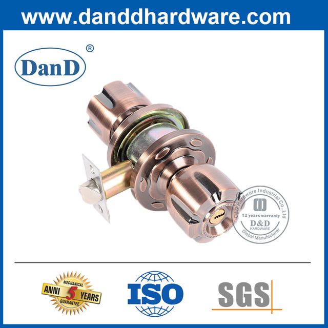 Tay nắm cửa phòng ngủ bằng đồng cổ bằng hợp kim kẽm có khóa-DDLK043