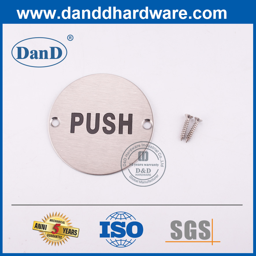 Tấm đẩy tròn bằng thép không gỉ màu bạc cho cửa trước- DDSP009-B