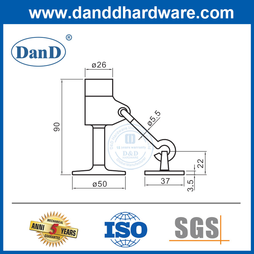 Chặn cửa cao su trên tường Chặn cửa treo tường bằng thép không gỉ-DDDS038