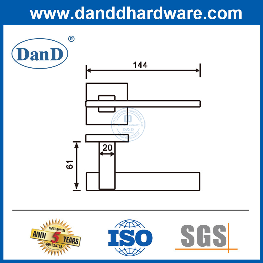Tay nắm cửa vuông hiện đại Tay nắm cửa ngoài bằng thép không gỉ màu bạc-DDTH047