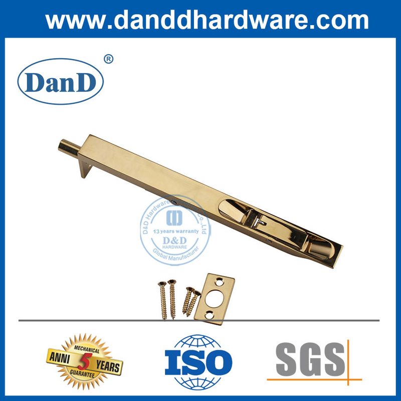 SS304 Cửa gỗ đơn Satin Brass Gloden Flush Bolt Lock-DDDB001