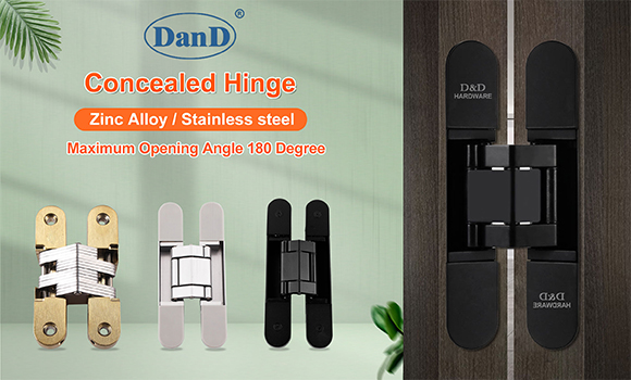 Bản lề cửa giấu sơn đen điều chỉnh hợp kim kẽm 3D