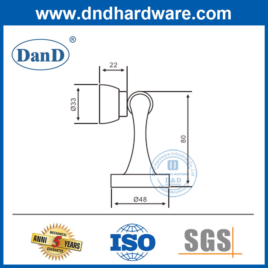 Sàn hợp kim kẽm gắn trên tường bằng thép không gỉ Nút chặn cửa từ tính mạnh-DDDS028