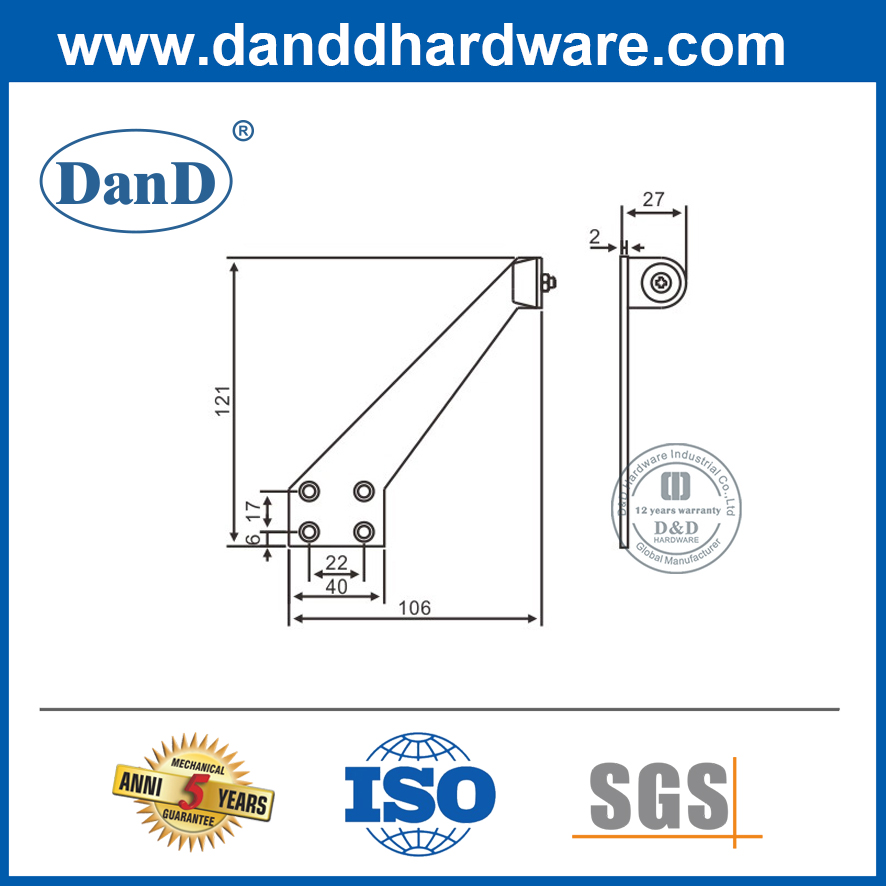 Chặn cửa trên cao bằng thép không gỉ cho cửa bên trong-DDDS026