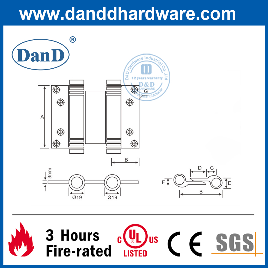 Bản lề lò xo tác động kép SS304 thiết kế tốt nhất cho cửa nhẹ-DDSS038