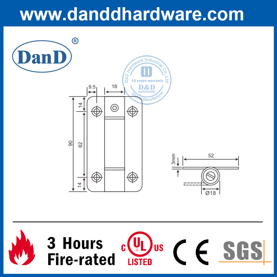 Bản lề cửa lò xo tác động đơn SUS316-DDSS035