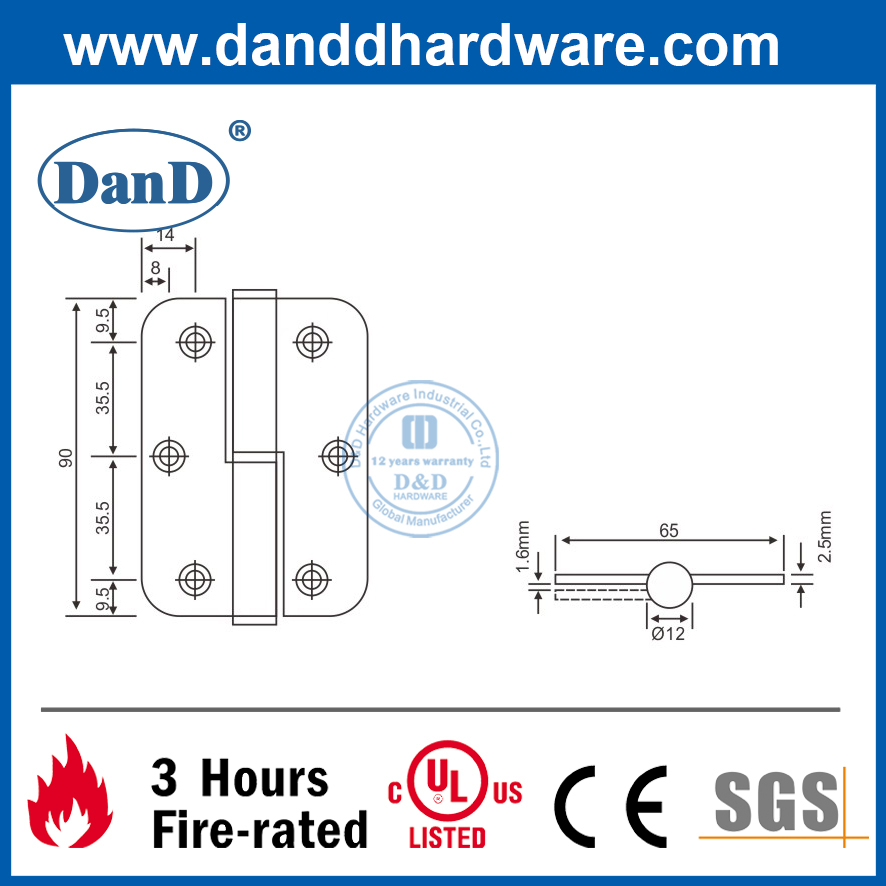 SS201 Bản lề cửa lắp tròn nâng hạ cho cửa thép- DDSS020