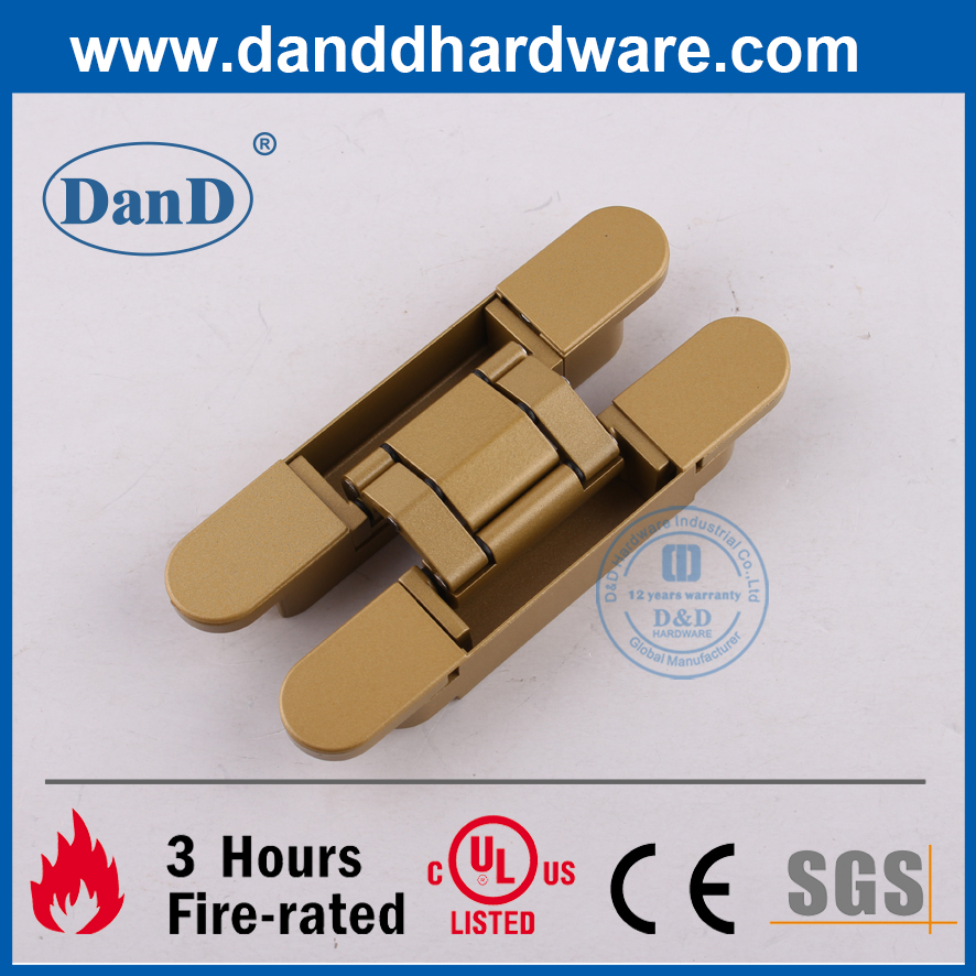 Hợp kim kẽm sơn vàng 3D Điều chỉnh bản lề vô hình cho cửa nặng-DDCH008-G120