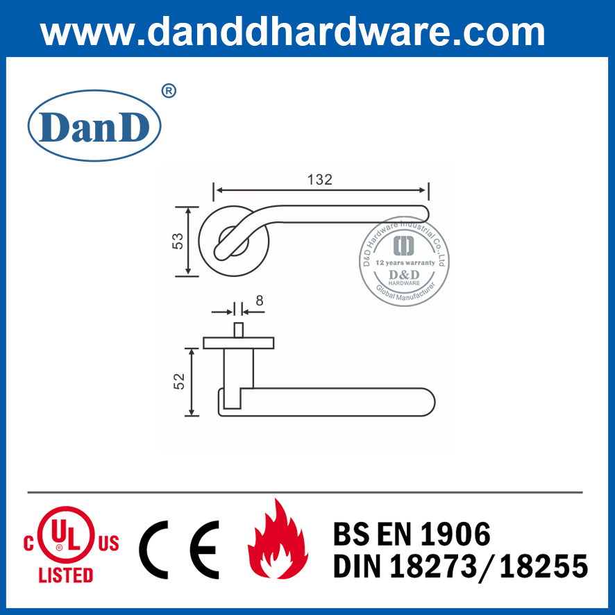 Tay nắm cửa phòng ngủ dạng đòn bẩy bằng thép không gỉ 304 tốt nhất-DDSH040