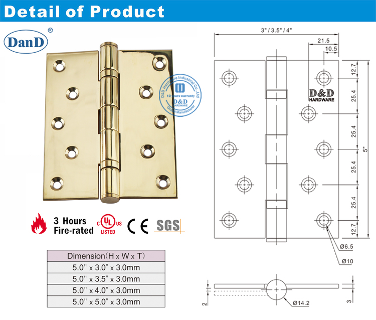 Bản lề cửa kim loại đồng thau được đánh bóng-Phần cứng D và D