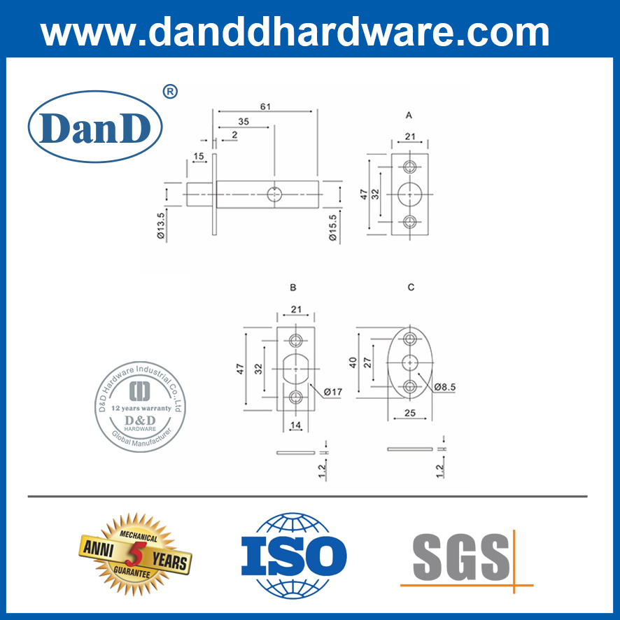 Thép không gỉ 201 Bảo mật Khóa trục chìa khóa Allen-DDML037