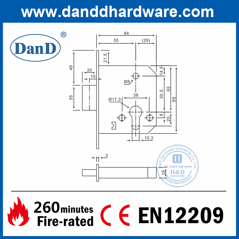 Thân khóa chốt xi lanh SS304 rắn tốt nhất cho cửa kho-DDML029