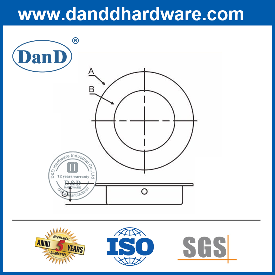 Cửa phẳng tròn bằng thép không gỉ hiện đại Pull-DDFH011-B