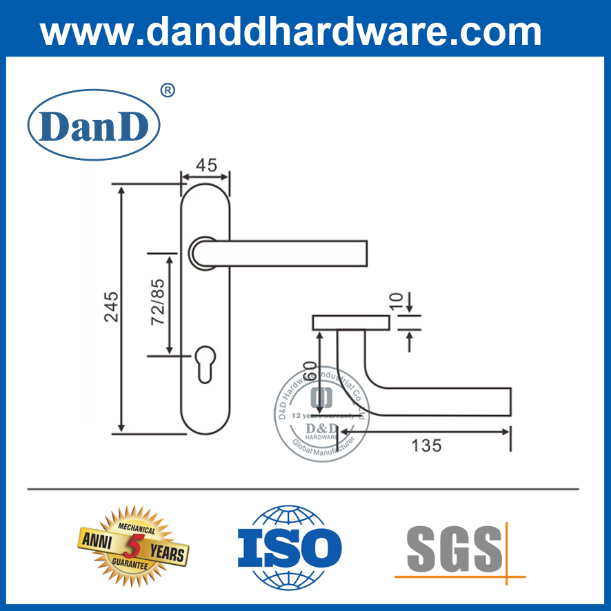 Tay cầm cần gạt bằng thép không gỉ có lỗ xi ​​lanh-DDTP003
