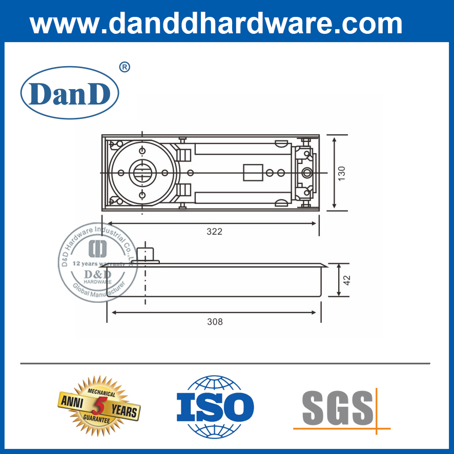 Bản lề lò xo cửa kính rộng chịu lực cao-DDFS322